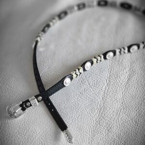 Western Cowboy Hatband Braided Rawhide Silverplate Conchos Ranger Set